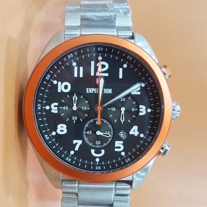 ✅Original Expedition E6653M Chronograph Black Dial Orange Bezel Men'S Watch Terbatas