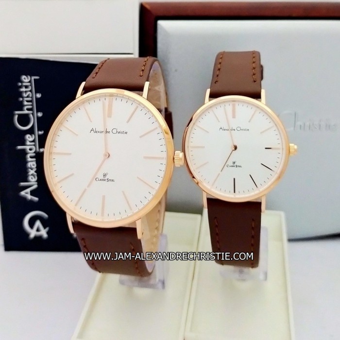✅New Ori Jam Tangan Pasangan Alexandre Christie Ac 8490Mh Lh Bwrgwh Brown White Terbaru
