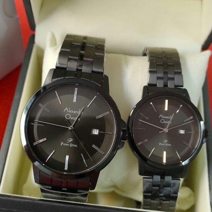 ✅Baru Jam Couple Pria/Wanita Alexandre Christie Acf 1036 Md/Ld Steel Diskon