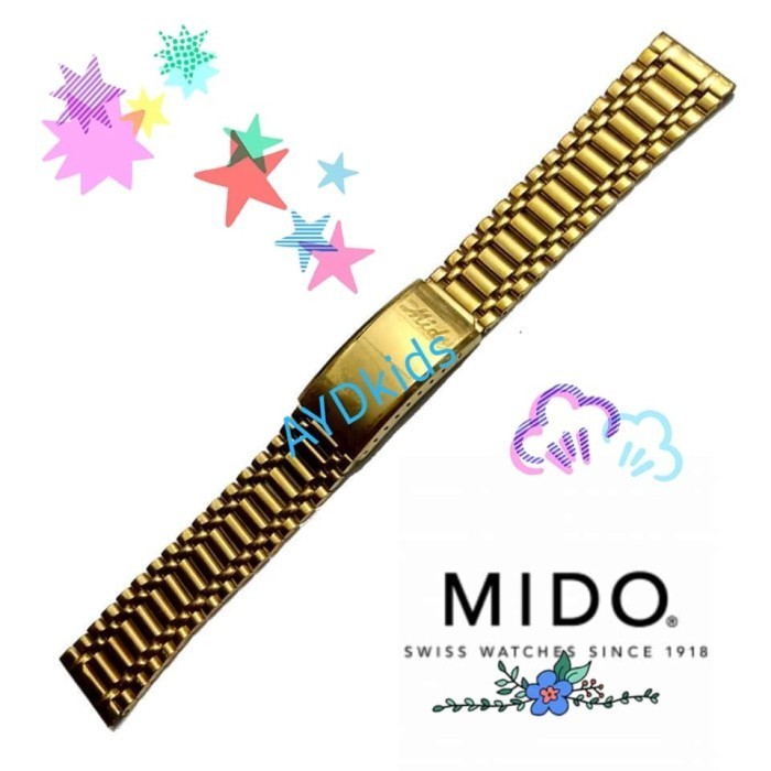 ✅Original Strap Tali Jam Tangan Mido Commander Ocean Star Datoday 18Mm Gold Berkualitas