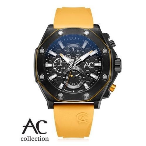 ✅Original Alexandre Christie Pria Ac 9601 Collection Black Yellow Garansi 2 Th Berkualitas