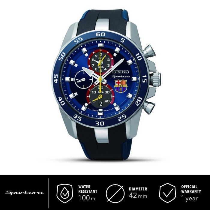 ✅Original Jam Tangan Pria Seiko Barcelona Chronograph Spc089P2 Blue Dial Berkualitas