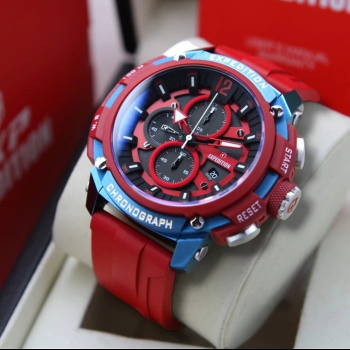✅Ready Jam Tangan Pria Expedition E6781 E 6781 Red Blue Rubber Original Berkualitas