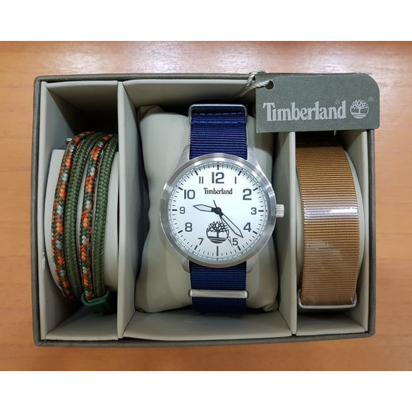 ✅Original Timberland Tbl.14652Js/04 Redington Box Set White Dial Men'S Watch Berkualitas