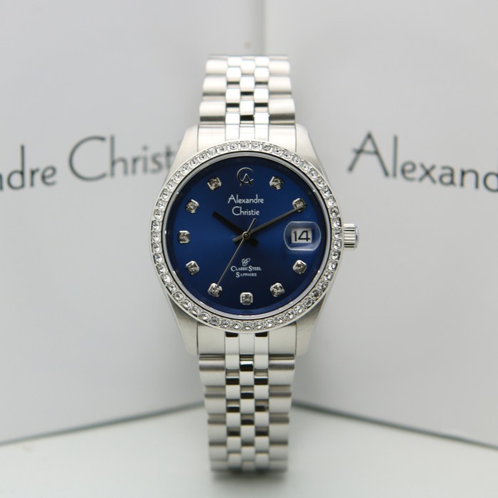 ✅Ready Alexandre Christie Ac 5012 Pria Silver Blue Original Terbatas