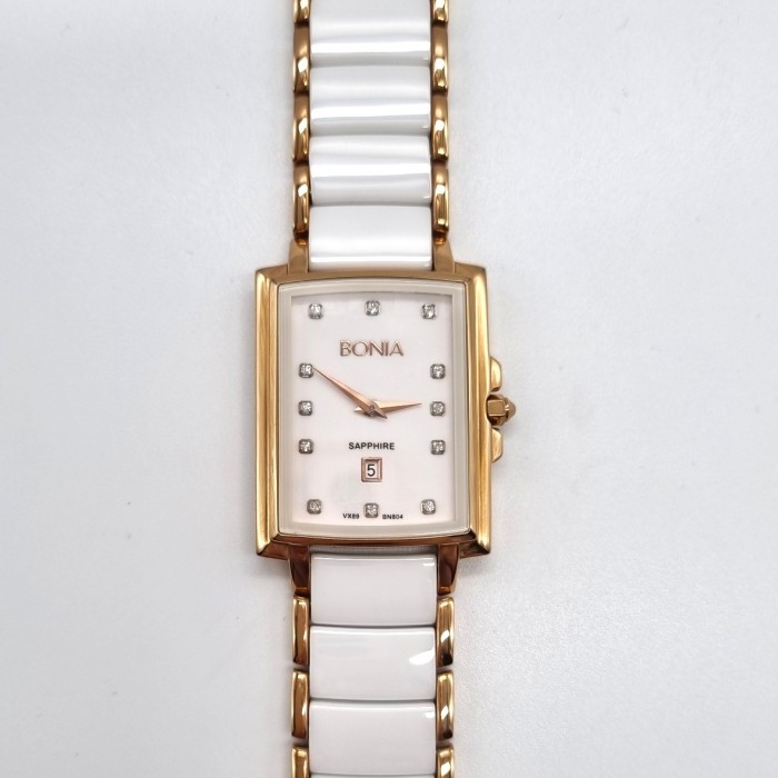 ✅Sale Sale Bonia Bn804 Sapphire White Dial White Ceramic Ladies Watch Diskon