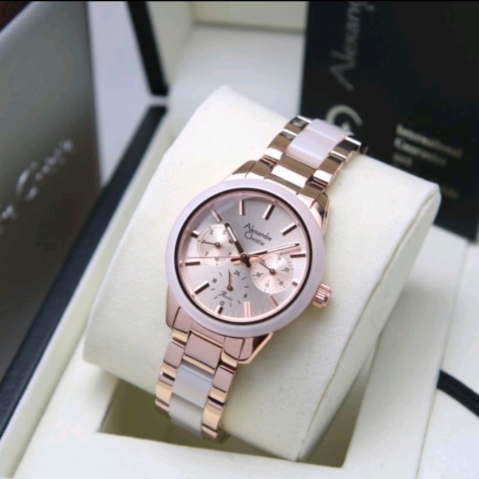 ✅Termurah Alexandre Christie Ac 2A41 Rosegold White Ac2A41 Wanita Original Diskon