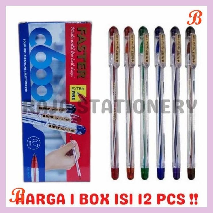 

| KG | PEN FASTER C600 BALL PEN 0.7MM PEN PULPEN FASTER BOLPOIN [12PCS]