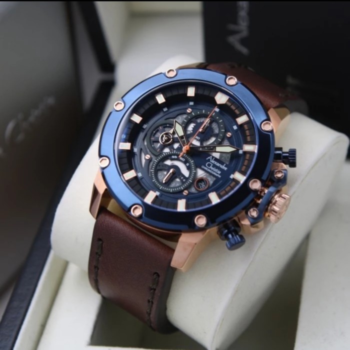 ✅Ori Alexandre Christie Ac 6564 Rosegold Blue Ac6554 Pria Original Diskon