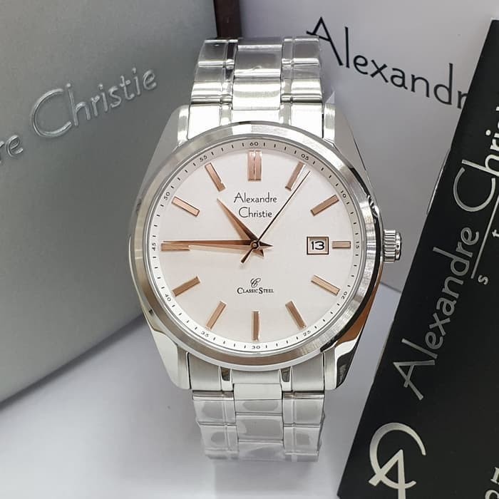 ✅Ori Jam Tangan Pria Alexandre Christie Ac 8514Md Silver Rg Original Terbaru