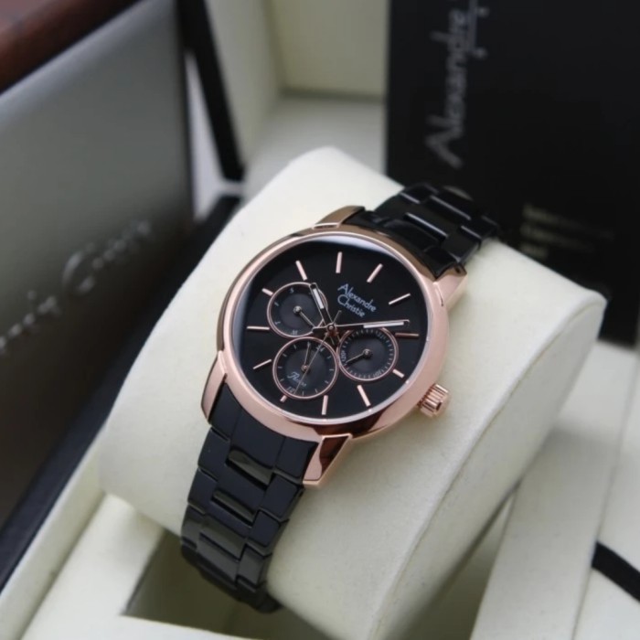 ✨Baru Alexandre Christie Ac 2A34 Rosegold Black Ac2A34 Wanita Original Terbatas