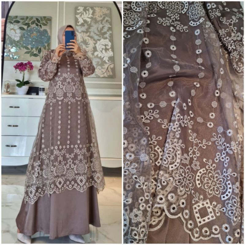 Gamis organza milky mix furing armanisilk Ori by Edness kayla