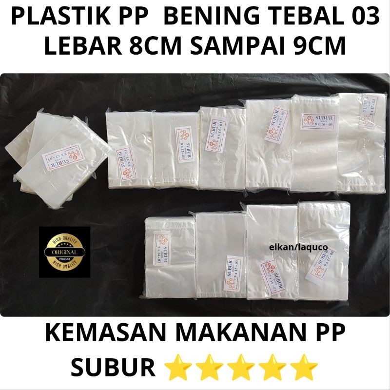 Plastik PP Bening Tebal 03 Ukuran 8x12 8x13 8x14 8x15 8x16 8x17 9x14 9x15 9x16 9x17 Ukuran Kecil Kem