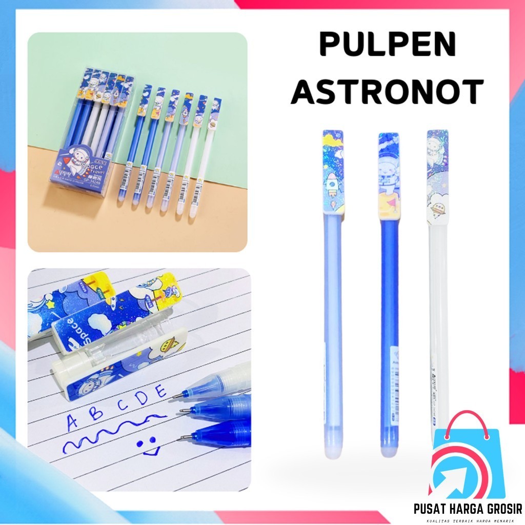 

PHG - Pena Aesthetic Planet Glitter Pulpen Gel Karakter Kartun Astronot Space Pena Blue Ink Gel Bisa Hapus Karkter 0.5mm Alat Tulis Sekolah Kantor Stationary