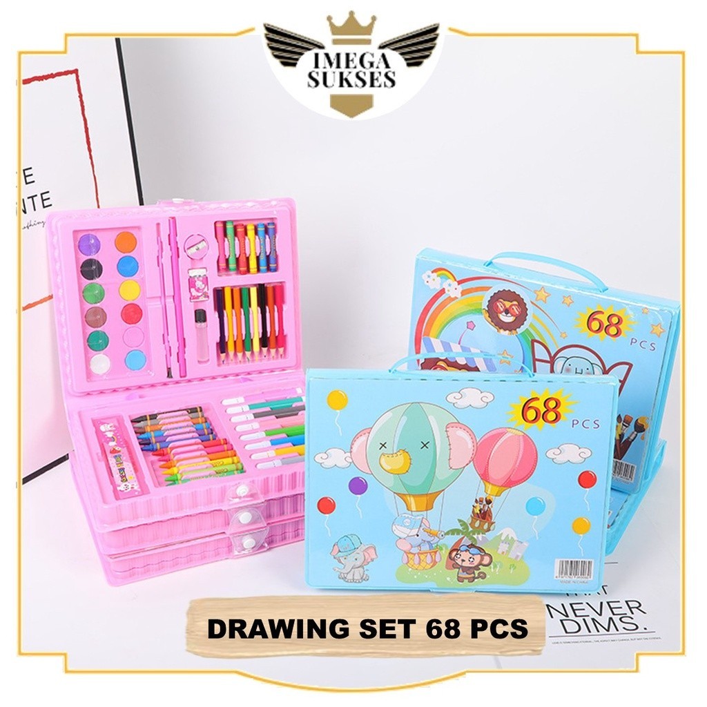 

PHG - Drawing Set 68Pcs Oil Pastel Crayon 68 IN 1 Set Krayon Mewarnai dan Melukis Lengkap dengan Cat Air Alat Mewarnai Anak Anak Bentuk Koper