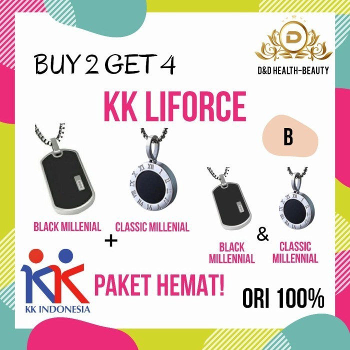 Promo Buy 2 Get 4 Kalung Kk Liforce Black + Classic / Ori 100%