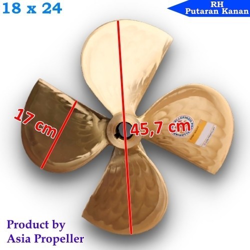 READY Propeller / Baling-baling kapal Kuningan ukuran 18x24 Asia Propeller