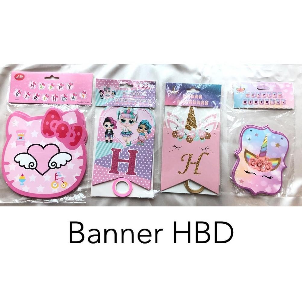 Rangkaian HBD Karakter KITTY / LOL /Tulisan Birthday /Unicorn /Banner Happy Birthday