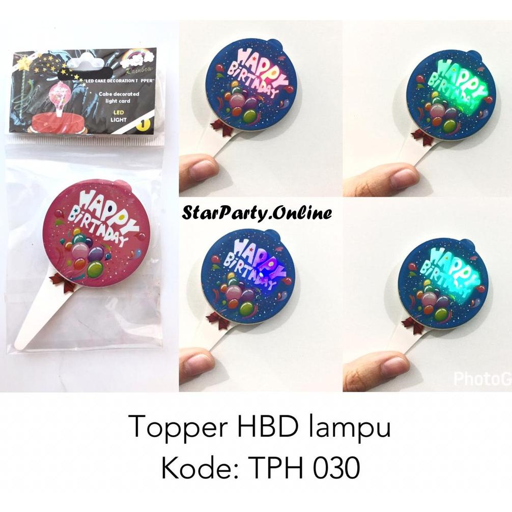 Topper HBD Lampu LED/ Hiasan Kue Tusuk Lampu/ Hiasan Kue Ulang Tahun/ Topper Kue Tart