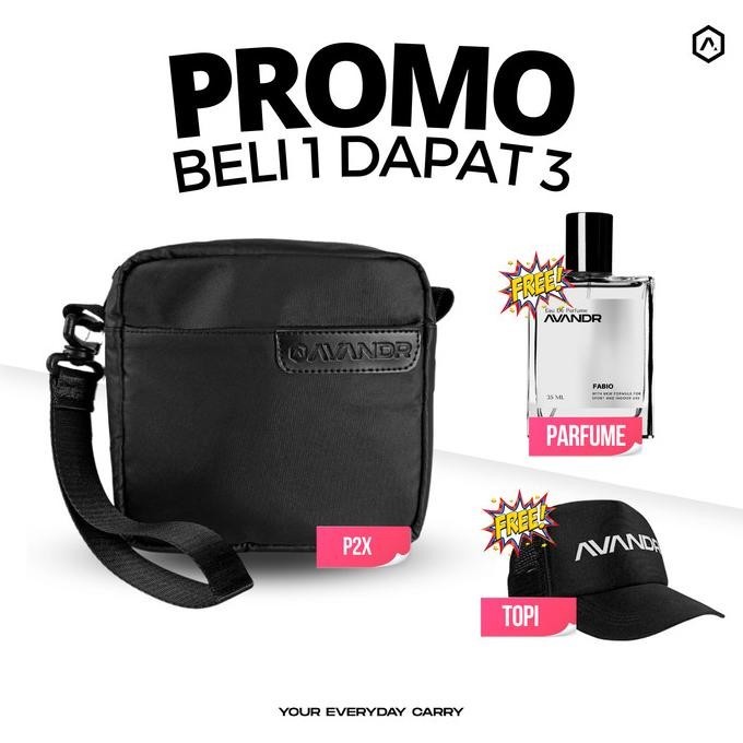 Avandr Handbag Pria Beli 1 Dapat 3 (P2X + Parfum + Topi) Waistbag Byron.Official