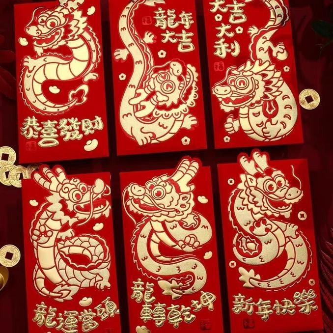 

DFG - Angpao Naga 3D isi 6 Angpau Imlek Tebal Embos Emas Ampau Bagus Grosir TERLARIS