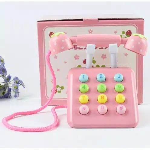 [New Ori] Mainan Anak Perempuan Mainan Telepon Kayu Mainan Kayu Edukasi Anak Limited