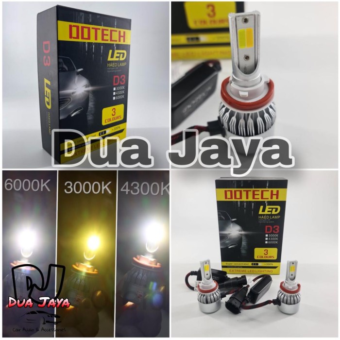 ✅New Lampu Mobil - Turbo Led Dotech D3 3Warna Hb4/9006 1Set Diskon