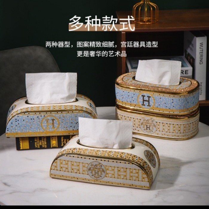 TISSUE BOX CERAMIC KOTAK TISSUE MOTIF HERMES