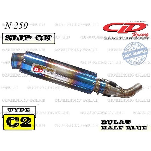 [New] Knalpot Slip On Cld Ninja 250 Karbu Type C2 Bulat Half Blue Terbatas