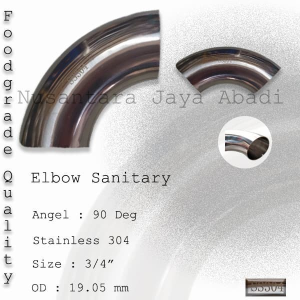 Han - Elbow Sanitary Stainless 304 3/4 " Inchi 19.05 Mm Foodgrade