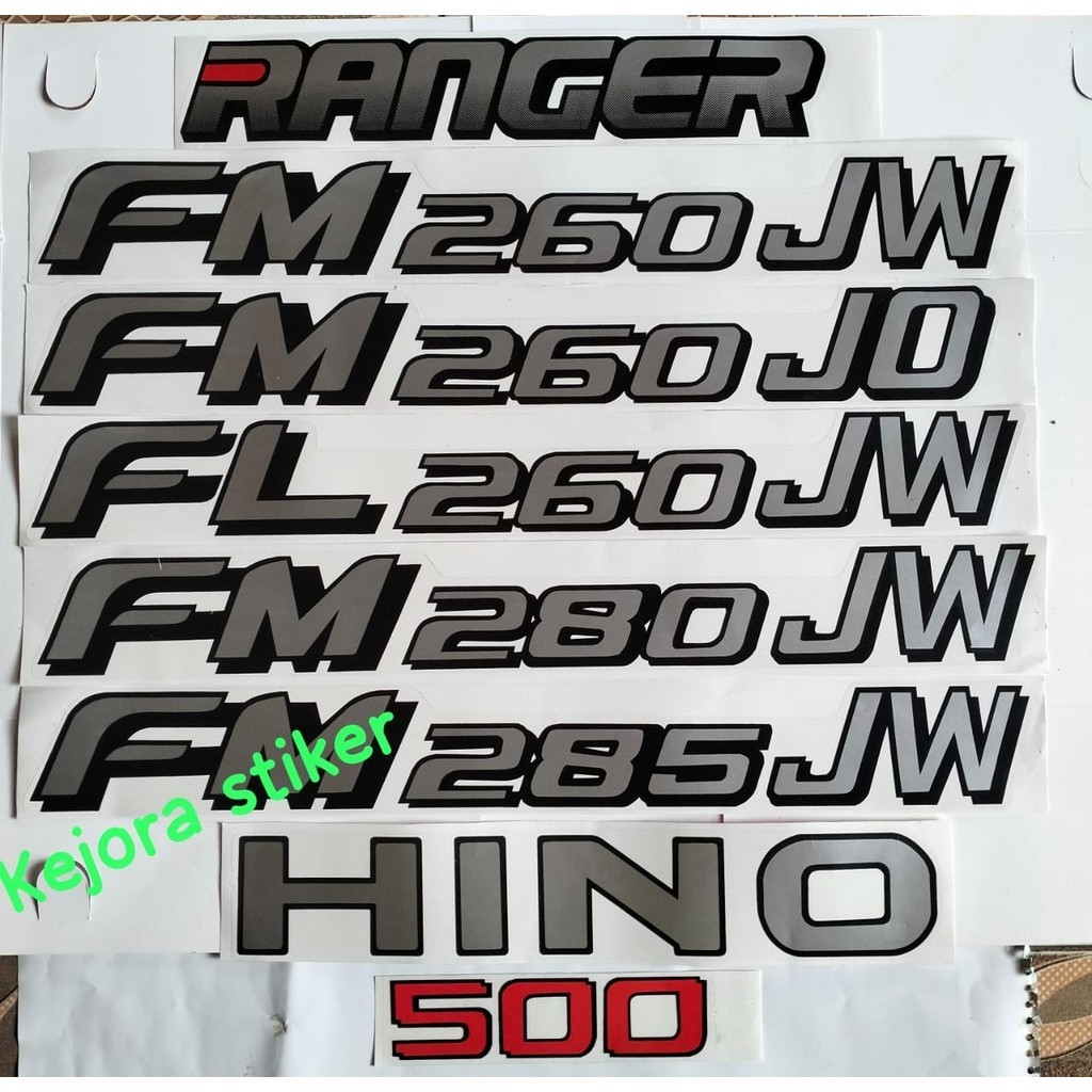 Stiker Hino 500 Ranger Lohan FM 260 JD, FL 260 JW, FM 260 JW, FM 280 JW, FM 285 JW