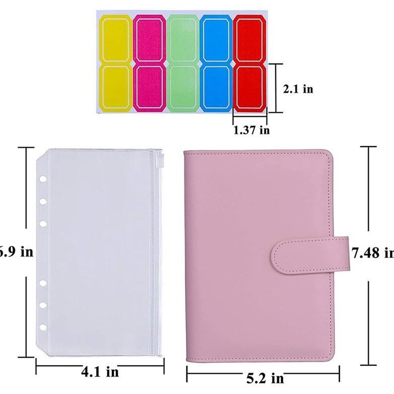 

TIO A6 Pengikat Anggaran Planner Notebook Binder Set Amplop Uang Penyimpanan Tagihan dengan 12 Pcs 6 Lubang Ritsleting Folder 20 Pcs Label Gratis TERLARIS