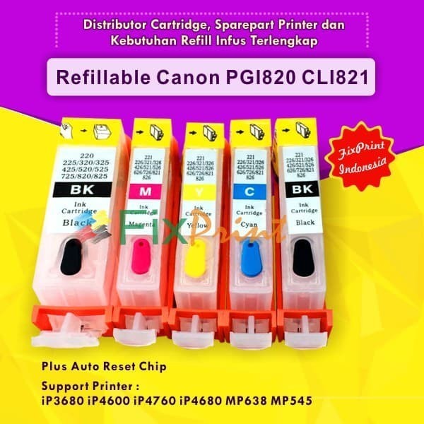 Cartridge Refillable Canon Cli821 Pgi820 Canon Ip3680 Ip4600 Ip4760 Best