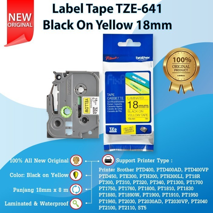 

Label Tape Casette Original Tze-641 Tze 641 Black On Yellow 18Mm Best