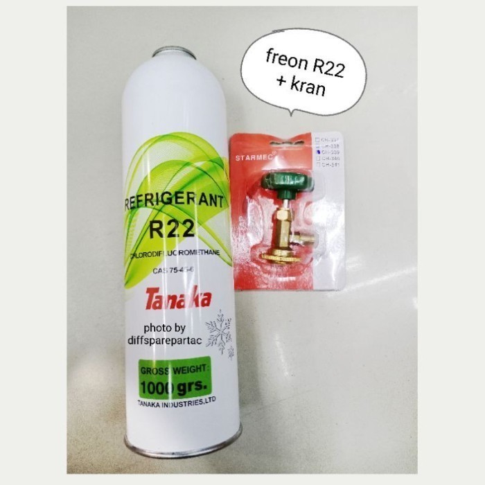 Paket Freon R22 Tanaka Kemasan Kaleng 1 Kg+ Kran 339-Cod Bisa Best