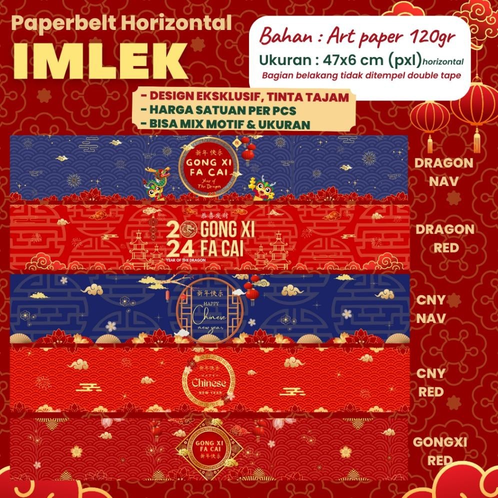 

TRY Paper Belt Imlek Label Kemasan Kue Sincia Chinese New Year Tahun Kelinci / Roller / Hiasan Sleeve / Sabuk Label Box Hampers Rabbit Toples Cookies Paperbelt Horizontal by Soogan TERLARIS