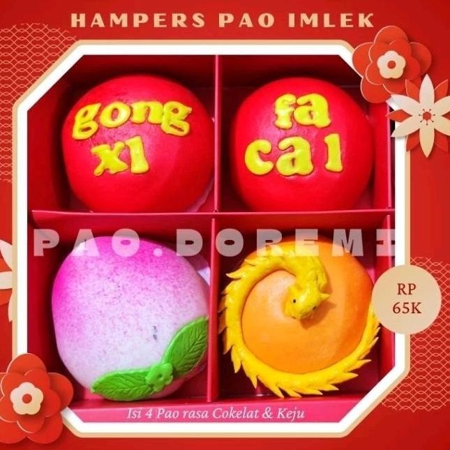

TRY Hampers Imlek Kue Pao isi 4pc rasa Mix Coklat/ Keju [READYSTOK] TERLARIS