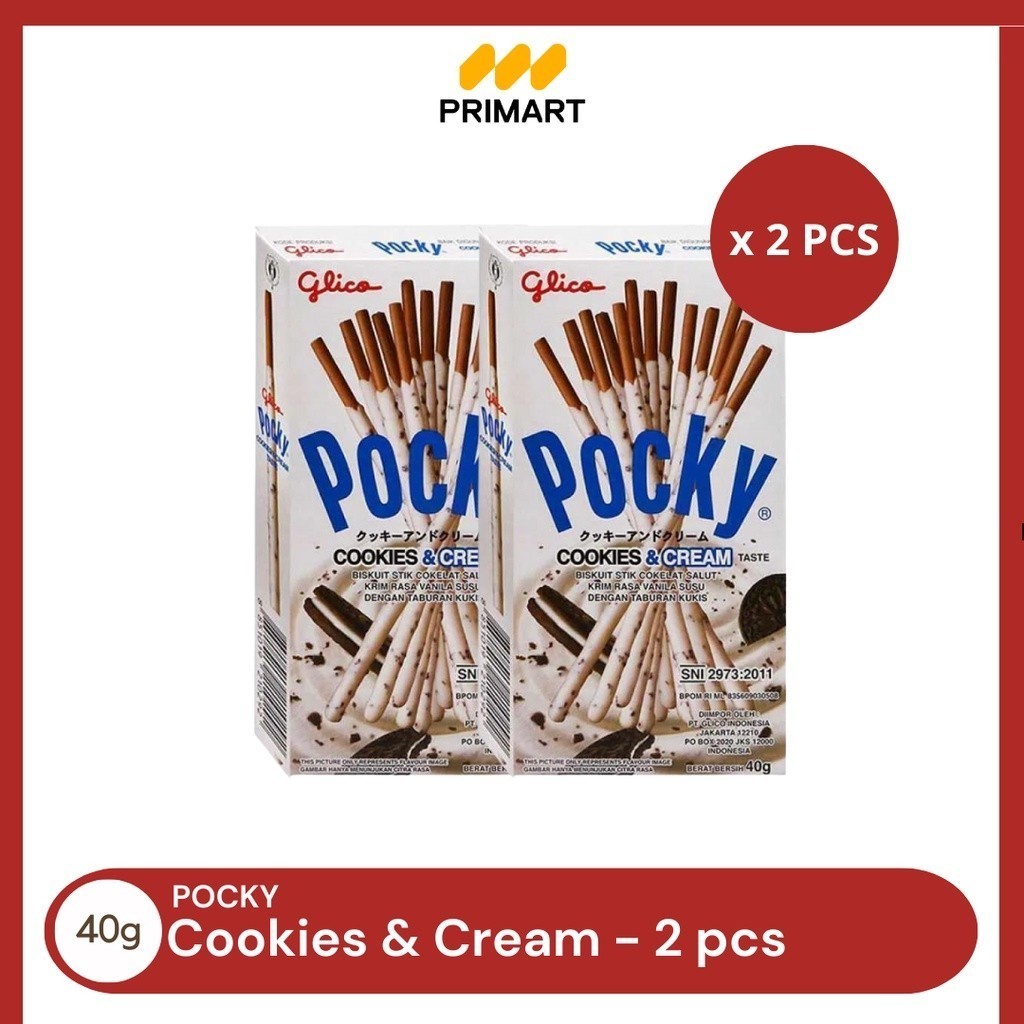 

Glico Pocky Cookies & Cream Biskuit Bersalut 40gr - 2 Pcs