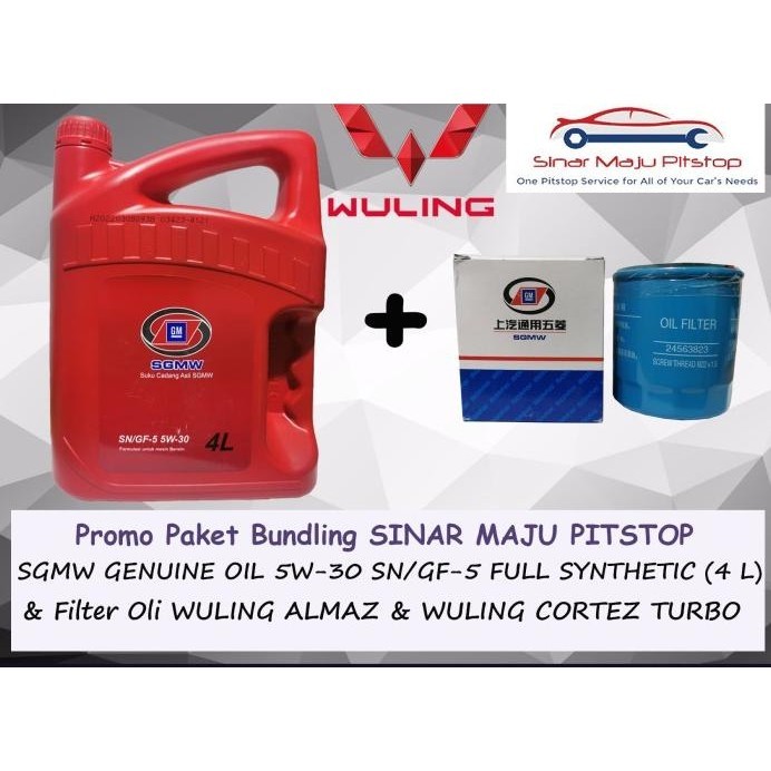 Baru Paket Oli Sgmw 5W-30 Sn & Filter Oli Mobil Wuling Almaz & Cortez Turbo Free Ongkir