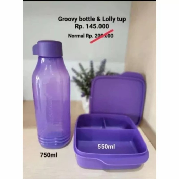 Asli Tupperware Lunch Set Box Tempat Makan Bekal Anak Botol Minum Original