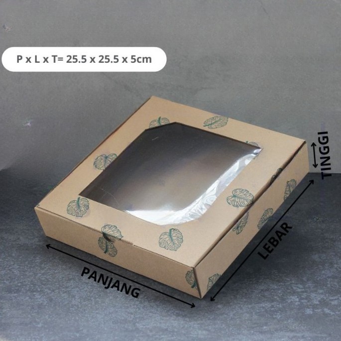 

10 Pcs Kardus Die Cut Cake Box Kotak Kue Coklat Daun size 25.5 x 25 x 5 cm