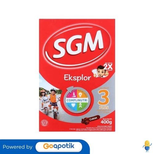 

SGM EKSPLOR 3+ SUSU BUBUK ANAK USIA 3-5 TAHUN RASA COKLAT 400 GRAM BOX