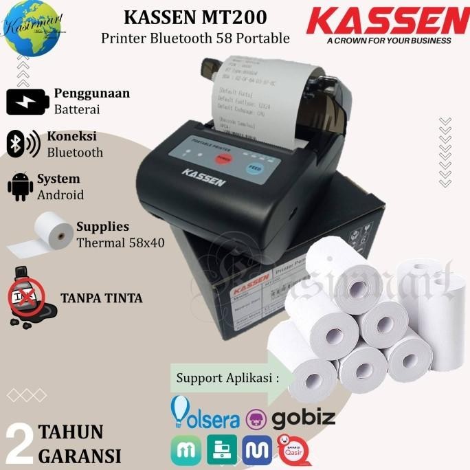 

[FREE 5 ROLL 57X30] PRINTER THERMAL MINI KASSEN MT200 MOKAPOS KASIR