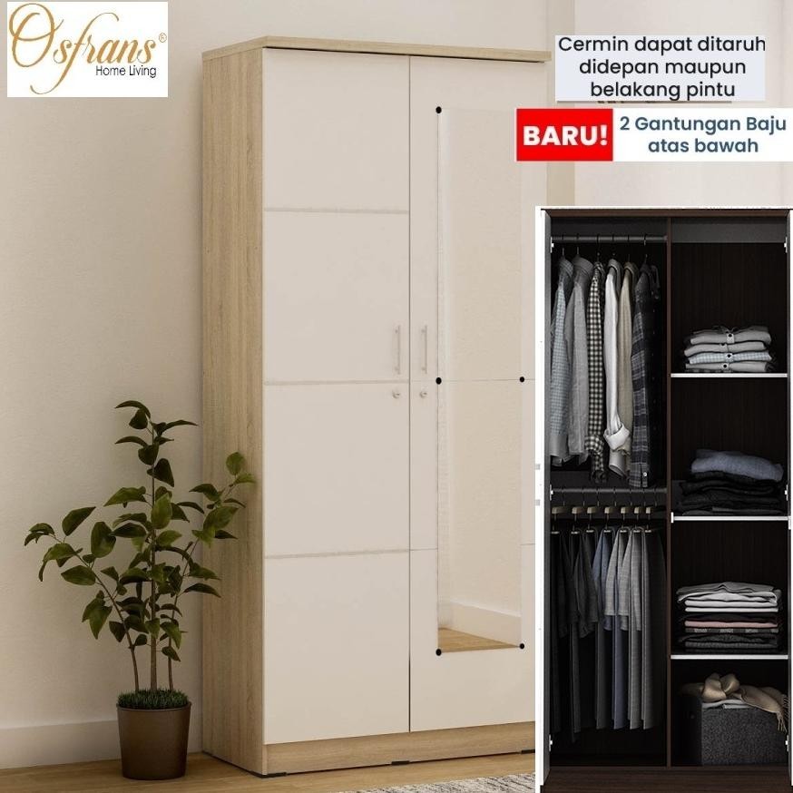 FUR PIRA METROPOLIS OSFRANS Termurah Lemari Pakaian 2 Pintu + Cermin Alba BAZ 2MN LT 2M 2P N 2M 2 P 
