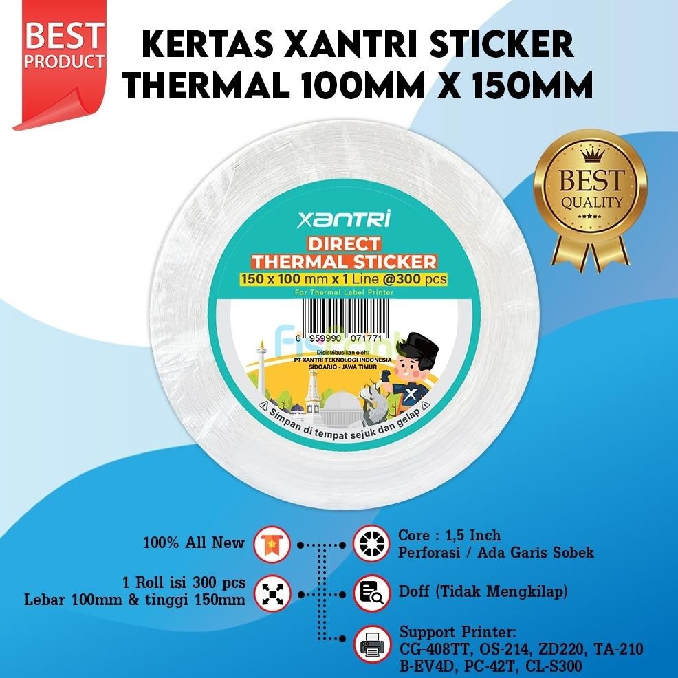 

Sale Kertas Print Resi Pengiriman Label Printer Thermal Barcode 100x100 100x150 78x100 Roll 500pcs 300pcs Original