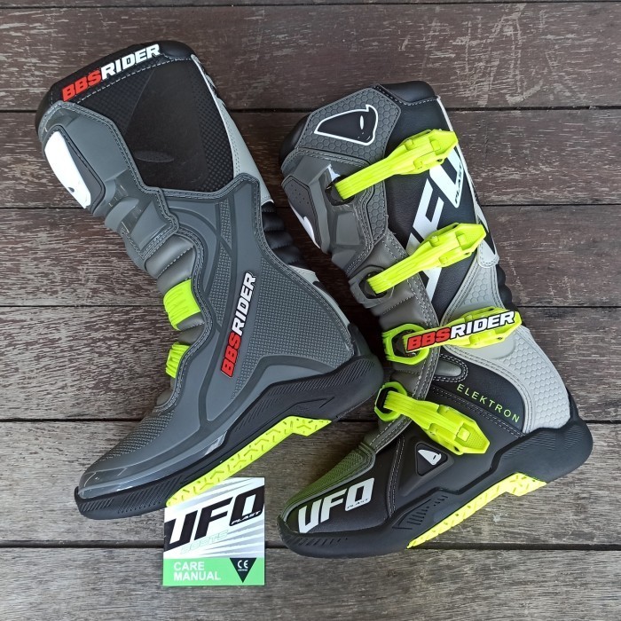 Sepatu Cross Trail MX Enduro UFO Elektron Grey F. Yellow
