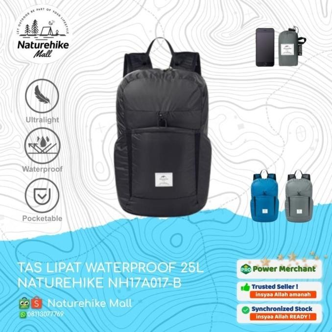 TAS LIPAT WATERPROOF 25L NATUREHIKE NH17A017-B BACKPACK RANSEL OUTDOOR