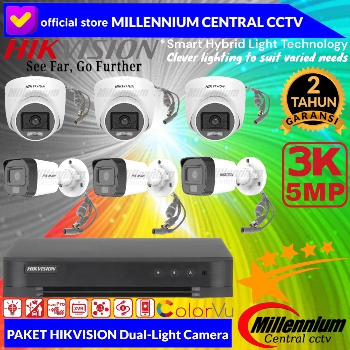 PAKET KAMERA CCTV HIKVISION 6 CHANNEL 5MP LENGKAP TINGGAL PASANG