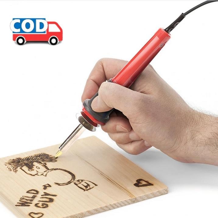 Solder Ukir Kayu Alat Lukis Bakar Pyrography 5 Mata Bit Pen Pemanas Listrik Ukiran Wood Carving Piro