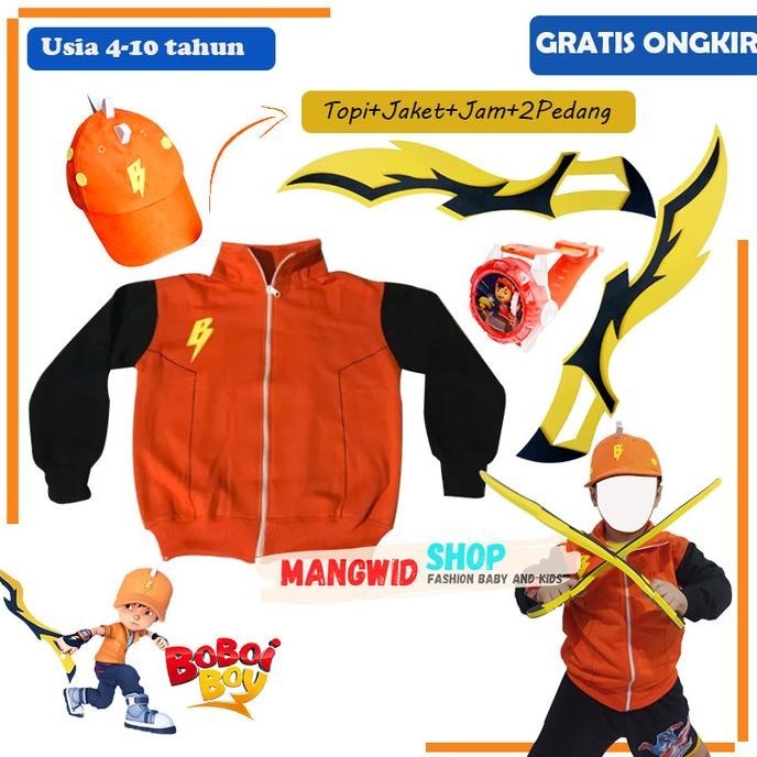 JAKET + TOPI + JAM + 2 PEDANG MAINAN BOBOY BOBOIBOY ANAK LAKI LAKI